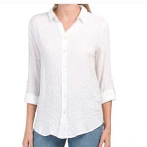 Jane + Delancey White Textured Long Sleeve Blouse